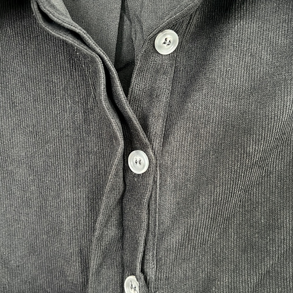 Lightweight Black Button Down Tunic Length Top, S… - image 4